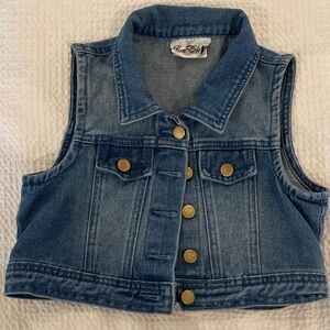 Rare Editions Blue Denim Vest with Gold Buttons